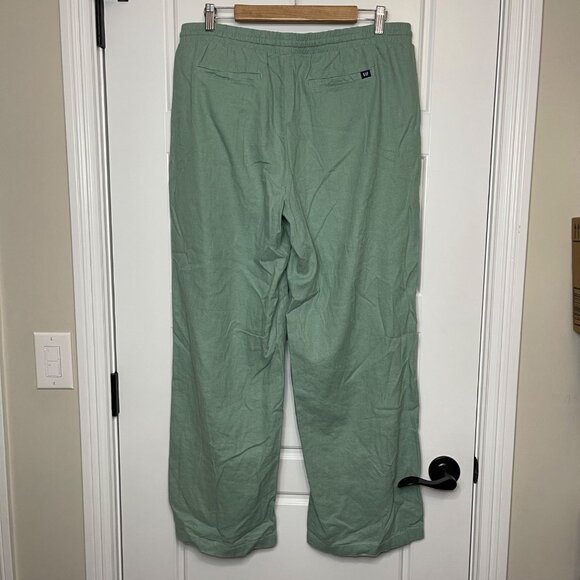GAP Wide Leg Pants Women's Large Green Pull On Style Linen Rayon Blend Relaxed - Picture 3 of 10